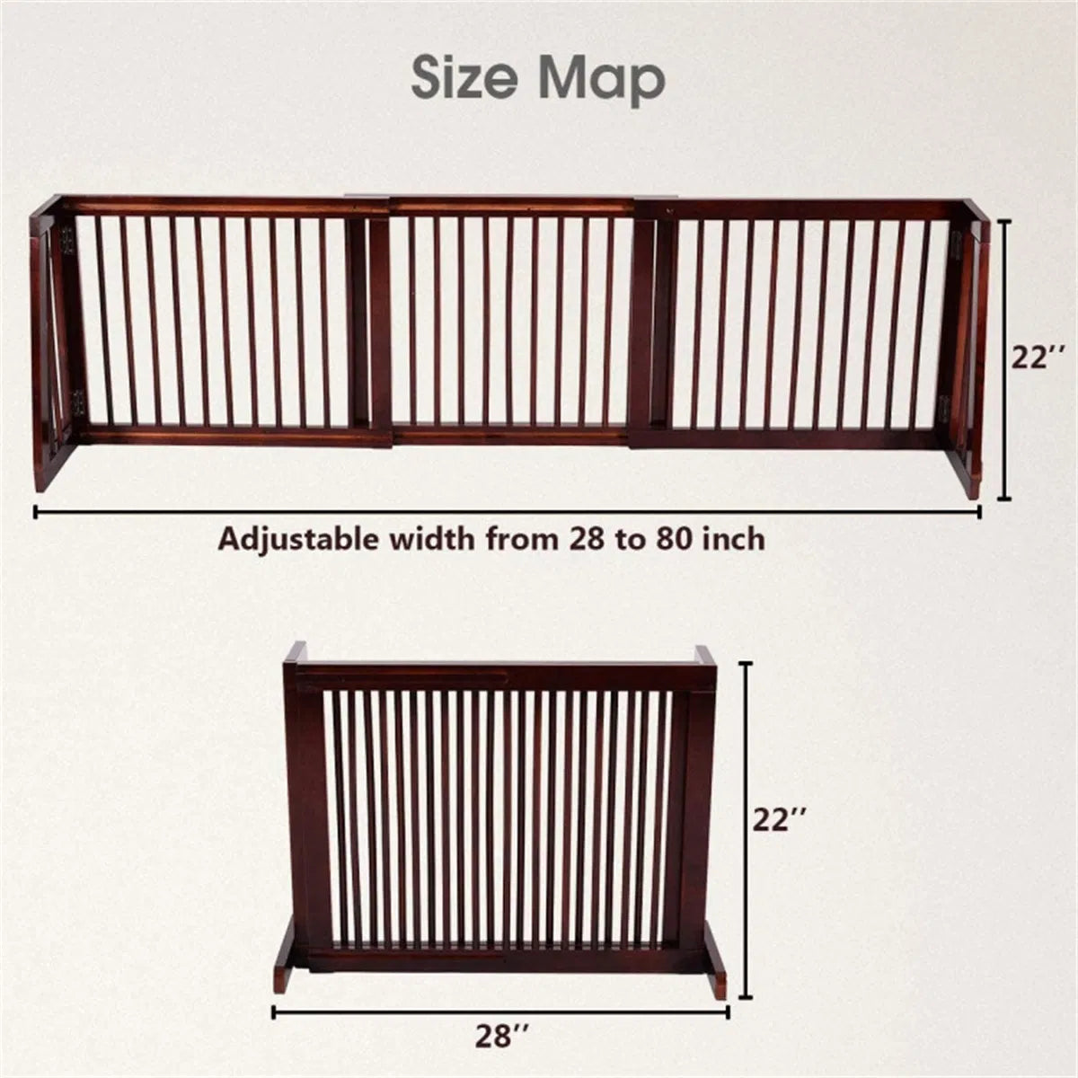 Wooden Pet Gate 3 Panels,Freestanding Length Adjustable - view 4