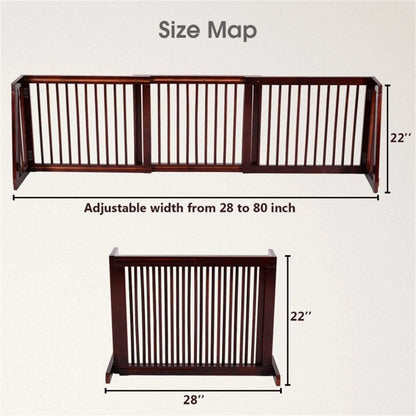 Wooden Pet Gate 3 Panels,Freestanding Length Adjustable - view 4