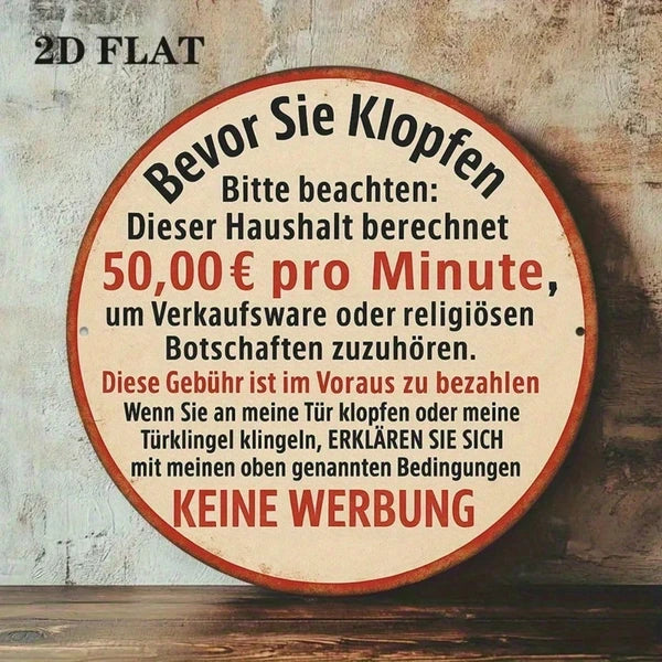 1pc 8x8 Inch Round French Aluminum Sign, Vintage Do Not Knock Family Notice Plaque - view 5