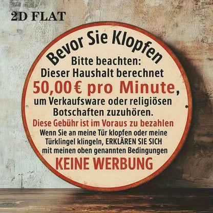 1pc 8x8 Inch Round French Aluminum Sign, Vintage Do Not Knock Family Notice Plaque - view 5