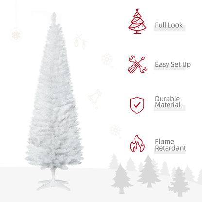 6 FT Christmas Tree Classic Tree Holiday Indoor Decoration, With Stable Plastic Base, White - view 5