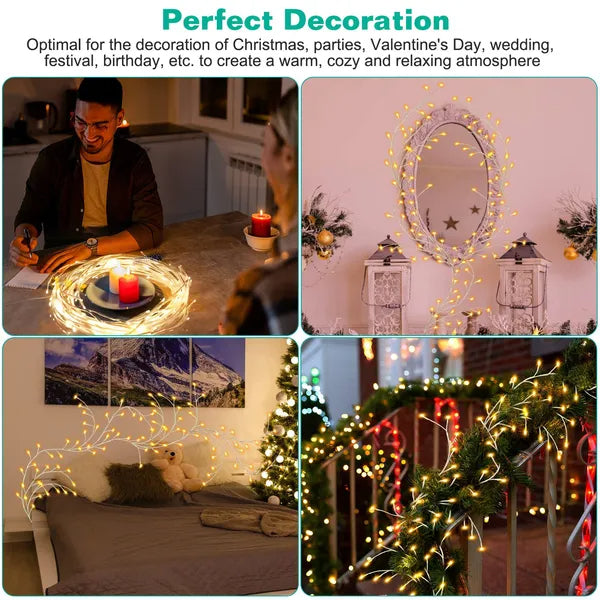 Lighted Birch Garland 7.87FT Lighted Twig Vine Lights 144LED Birch Garland With Lights String Light With Timer 8 Modes - view 6