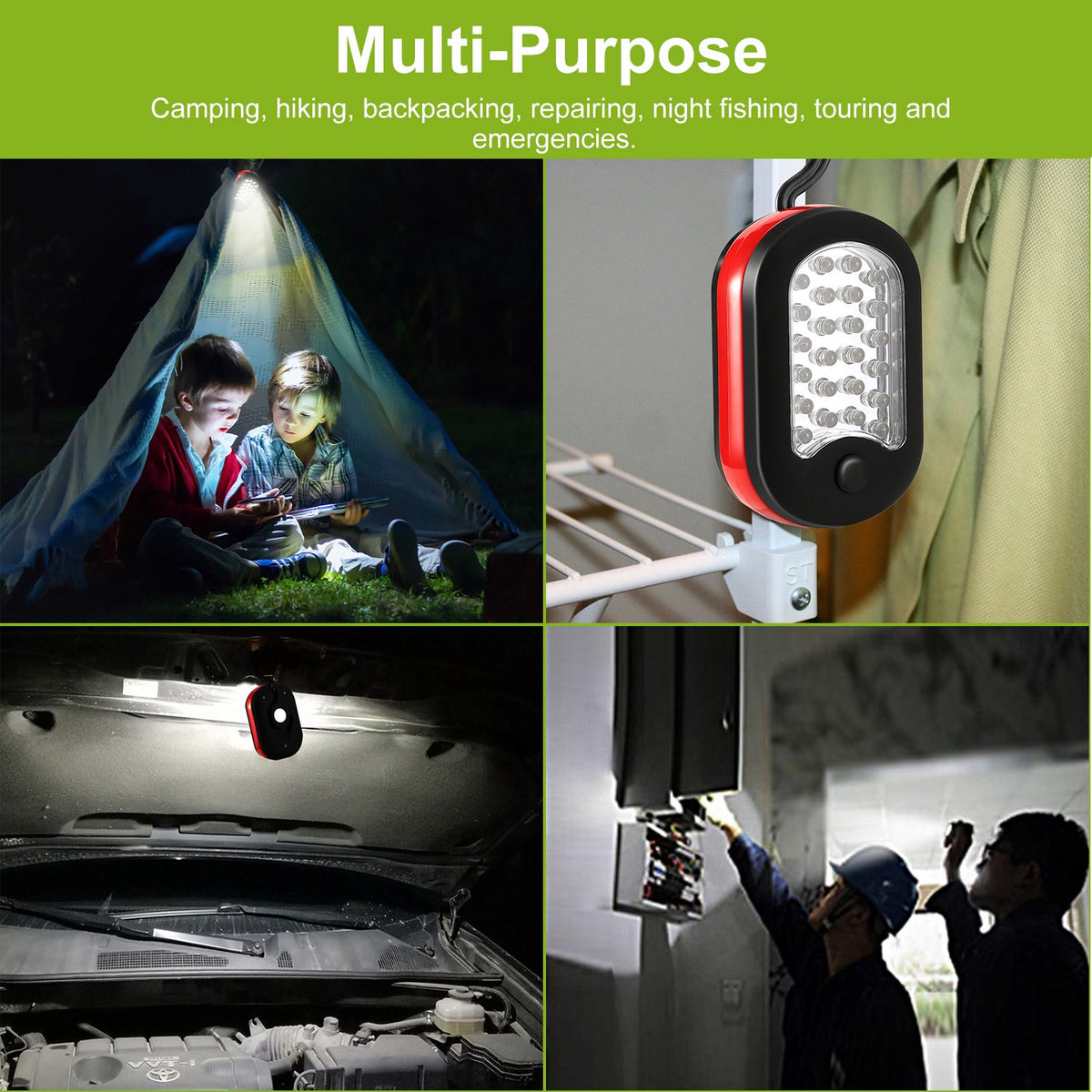 1Pc Magnetic LED Work Light With Hook Compact Flashlight For Camping Hiking Emergency - view 2