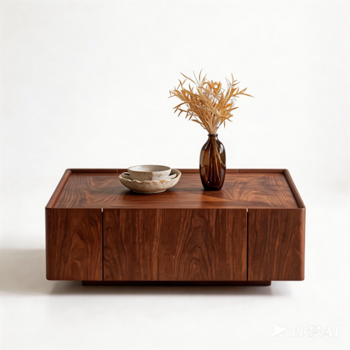 35.4-inch Coffee Table, Square Walnut Wood Design, Suitable For Living Room. Walnut Wood Material, Suitable For Bedroom - view 8