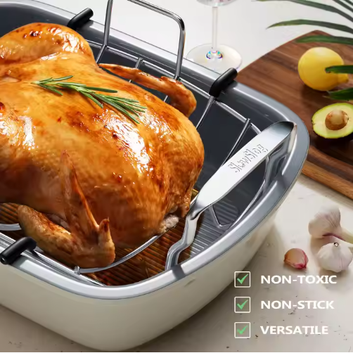 High-Temperature Resistant Chicken Roasting Pan Heat-Resistant Fried Chicken Tray For Oven Baking