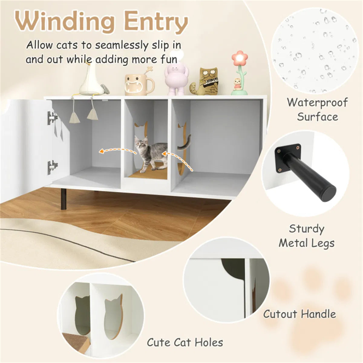 White Cat Litter Box Enclosure - view 3