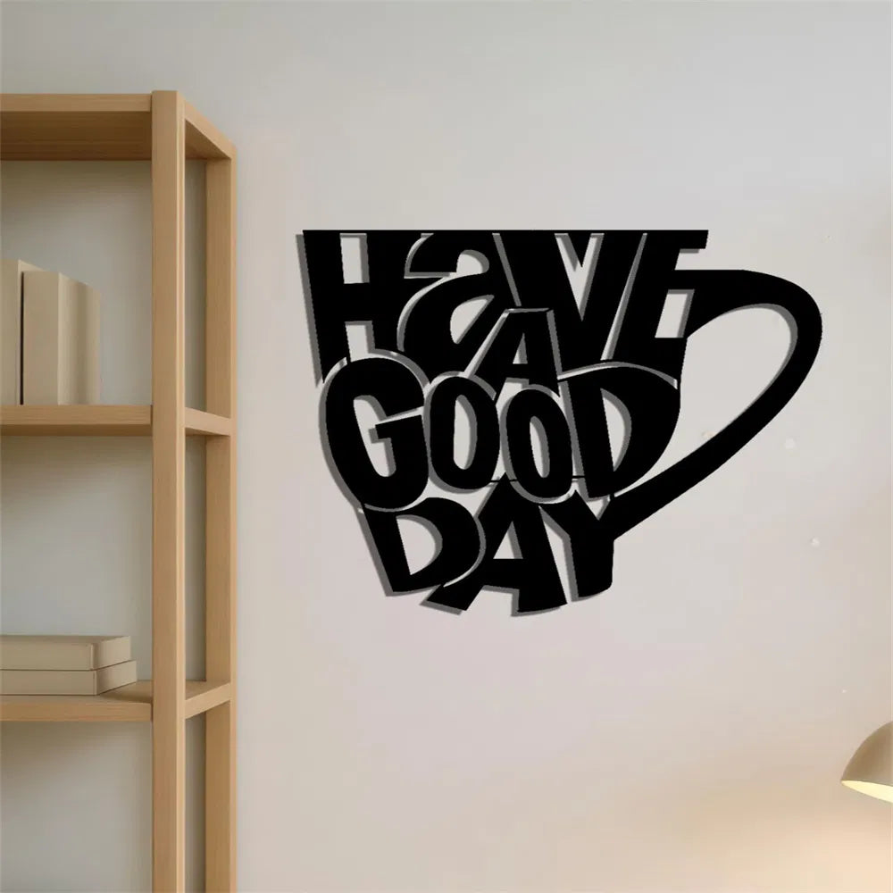 Modern iron Mug Wall Art Black Hanging Decor for Coffee Tea Lovers Kitchen Living Room Minimalist Home Accent - view 2