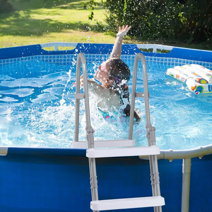4 Steps 52in Pool Ladder Iron Grey Frame & White Steps Safety Ladder - view 4