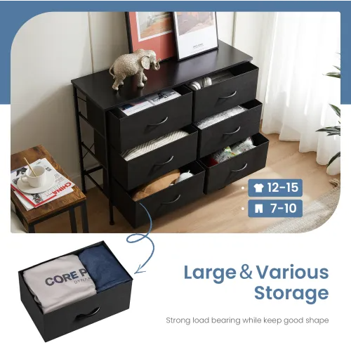 Dresser For Bedroom 6 Drawers Wide Fabric Storage Units Chest Of Drawers For Bedroom With Metal Frame And Wooden Top - view 3