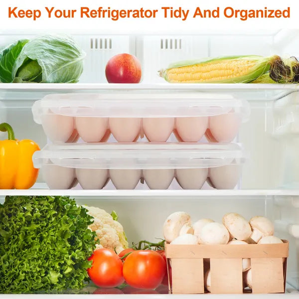 2Pcs Plastic Egg Holder Stackable Egg Storage Box Egg Rack For Refrigerator 18 Cavity Per Container Dishwasher Safe - view 4