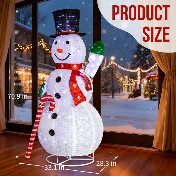 5.7FT Lighted Snowman Holding Candy Cane Christmas Yard Decorations, Pre-lit Pull Up Snowman With 210 White LEDs - view 6