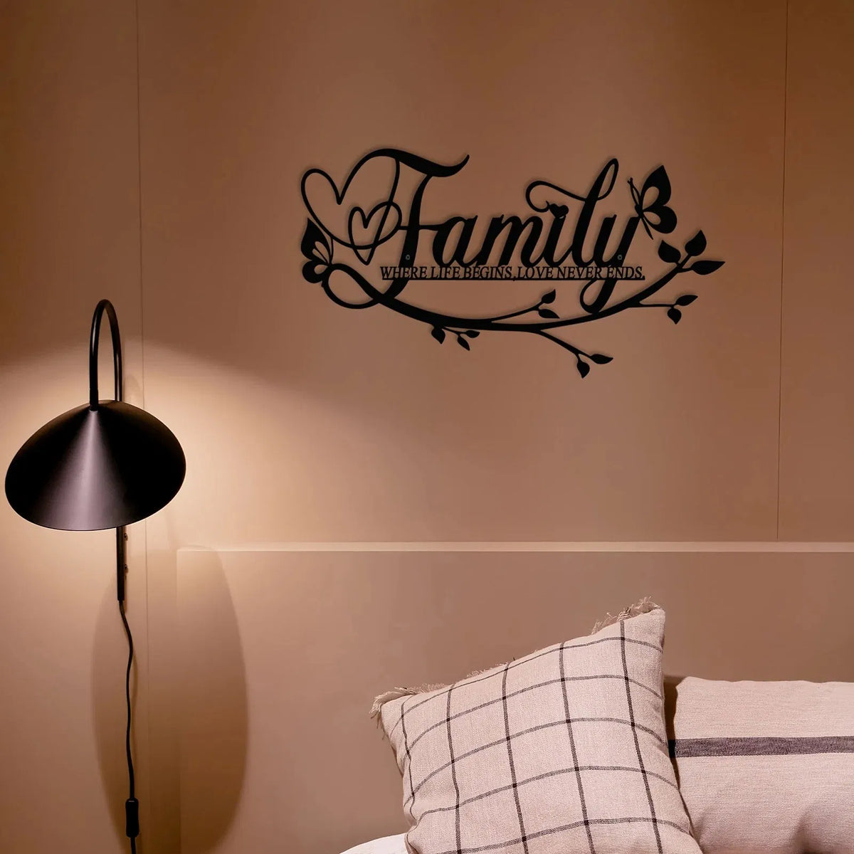 Vintage Floral Wall Plaque Elegant Script Happy Home Sign Farmhouse Rustic Wall Decor for Living Room Bedroom Entryway - view 2