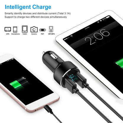 Universal 15W/3.1A Dual USB Car Charger Adapter Aluminum Alloy Fast Car Charging Adapter For IPhone XR XS Tablet PC - view 2