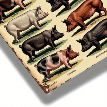 Vintage Pig Breeds Metal Sign 8x12 Inch Retro Distressed Wall Art 2D Flat Metal Poster For Home Garage Bar Cafe - view 5