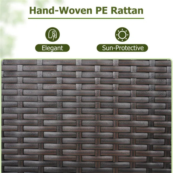 Mix Brown PE Rattan Outdoor Storage Cabinet, 3-Shelf With Removable Drawer & Lockable Wheels - view 3