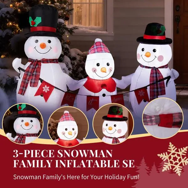 6.2FT Lighted Christmas Inflatable Decoration, Inflatable Snowman Family With Bunting - view 10