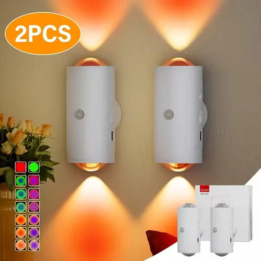 Motion Sensor Night Light Wall Lamp With USB Type-C Charging Ultra Long Battery Life Magnetic Mount Colorful Neon