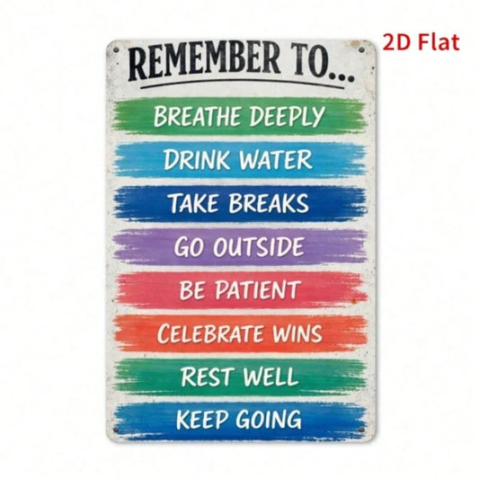Relax & Forget Your Worries 2D Flat Metal Sign, Vintage Mindfulness Wall Art Decor - view 2