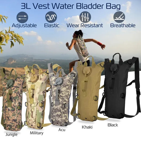 Tactical Hydration Pack 3L Water Bladder Adjustable Water Drink Backpack - view 6