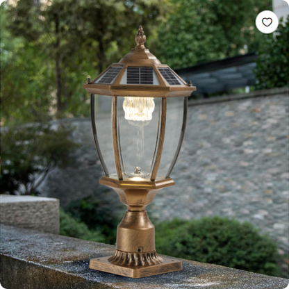 20 Golden Solar Powered LED Outdoor Lantern, Vintage Garden Light With Elegant Glass Design For Pathways, Yards - view 8