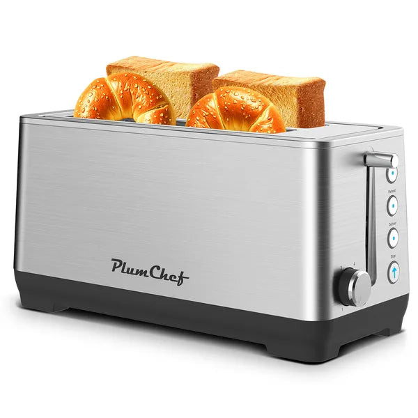 4-Slice Toaster, Extra Wide Long Slot Toaster, 6 Browning Settings, Bagel/Defrost/Reheat Functions