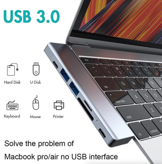 Multiport USB-C Hub Type C To USB 3.0 4K Adapter For Macbook Pro Air USA - view 2
