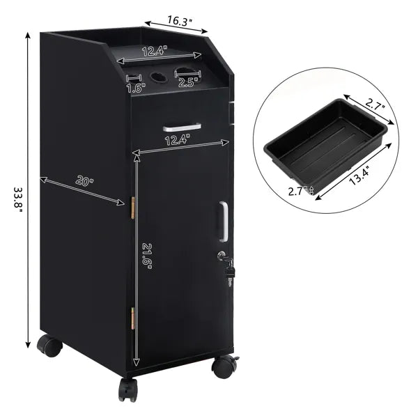 Hair Salon Storage Cart with Wheels & 3 Hair Dryer Holders & 4 Drawers & Lock & 2 Keys - view 9