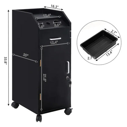 Hair Salon Storage Cart with Wheels & 3 Hair Dryer Holders & 4 Drawers & Lock & 2 Keys - view 9