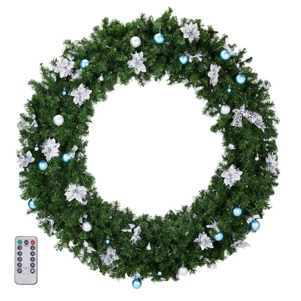 60in Pre-lit Christmas Wreath, Lighted Artificial Xmas Wreath With 220 Cold & Warm White Lights And 600 PVC Tips - view 5