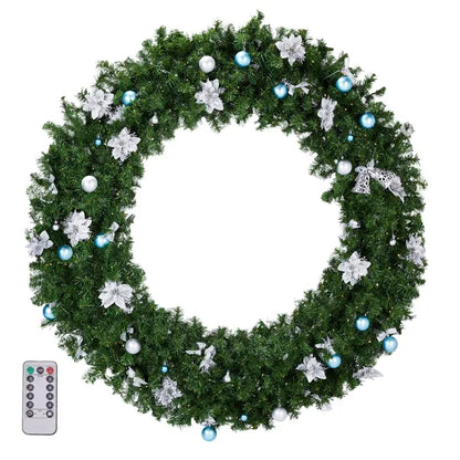 60in Pre-lit Christmas Wreath, Lighted Artificial Xmas Wreath With 220 Cold & Warm White Lights And 600 PVC Tips - view 5