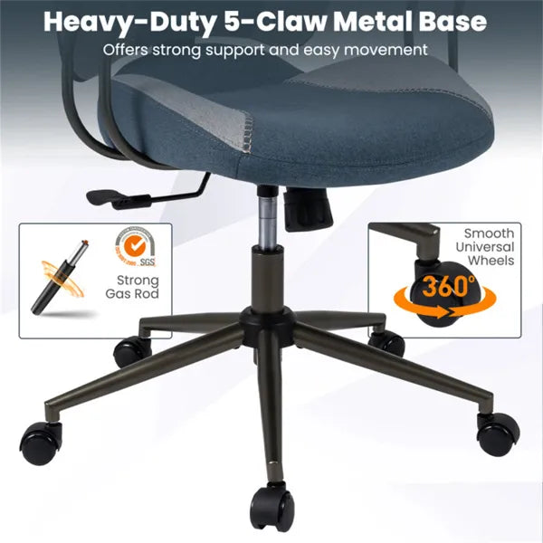Gray Blue Color Blocking Office Chair With 2D Adjustable Headrest, Ergonomic High-Back Desk Chair 330 Lbs Capacity - view 5