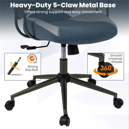 Gray Blue Color Blocking Office Chair With 2D Adjustable Headrest, Ergonomic High-Back Desk Chair 330 Lbs Capacity - view 5