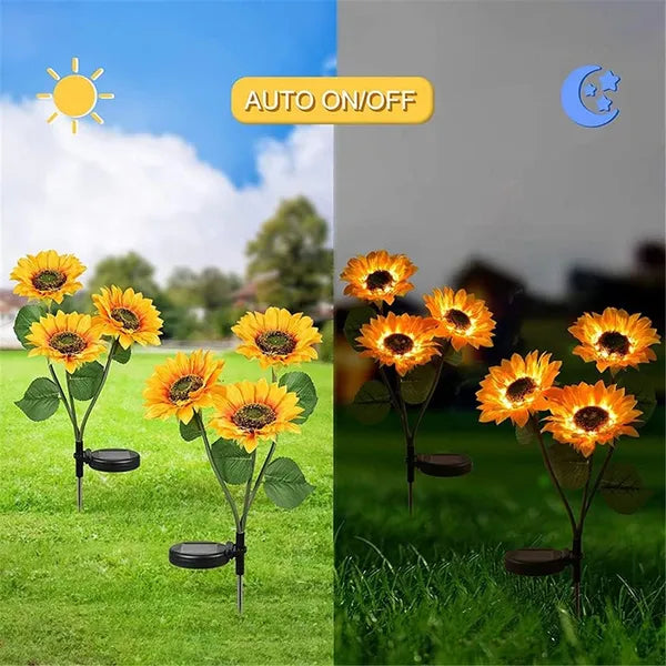 2 Pack Flashing Outdoor Solar Garden Stake Lights,Upgraded LED Solar Powered Light With 3 Heads Sunflower - view 3