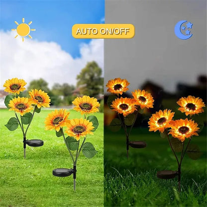 2 Pack Flashing Outdoor Solar Garden Stake Lights,Upgraded LED Solar Powered Light With 3 Heads Sunflower - view 3
