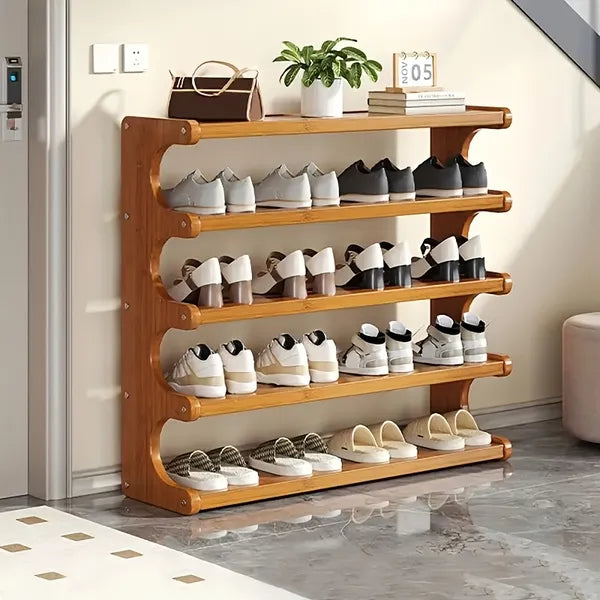 Layer Practical Storage Rack, Shoe Rack, Space-saving Design, Multi-layer Independent Storage Rack, Wood Grain Finish - view 2