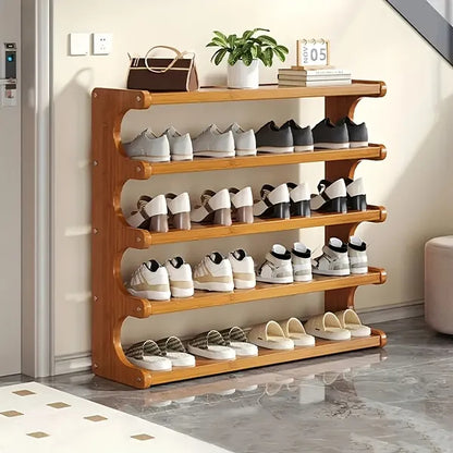 Layer Practical Storage Rack, Shoe Rack, Space-saving Design, Multi-layer Independent Storage Rack, Wood Grain Finish - view 2