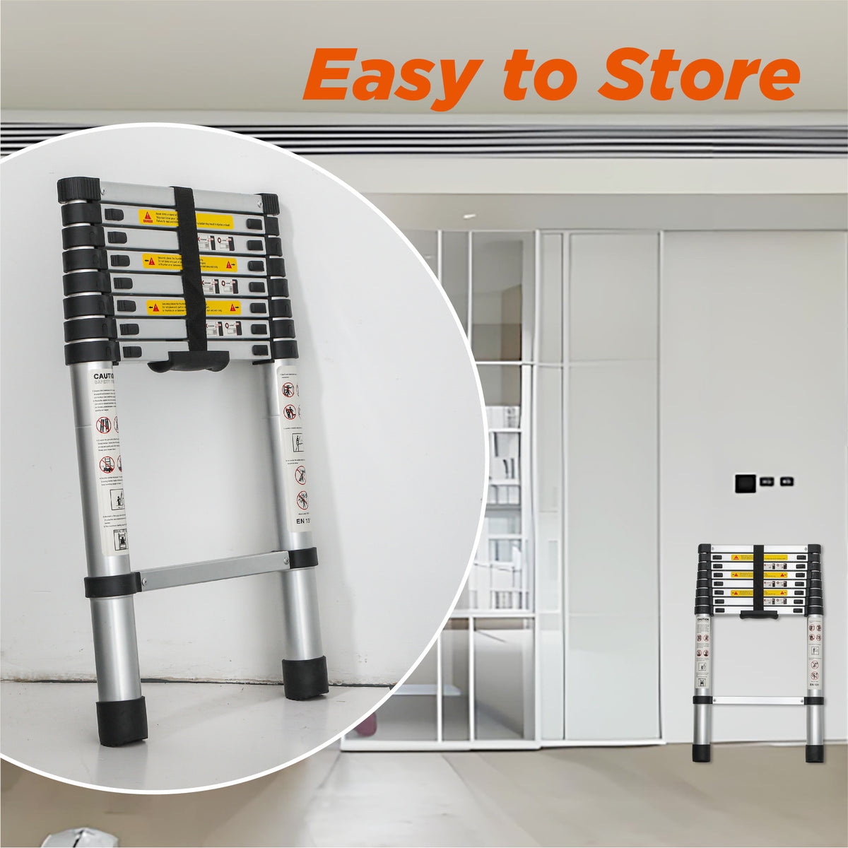 Telescoping Ladder 8.5FT, Telescopic Extension Ladder, Aluminum Alloy Folding Ladder Portable Multi-Purpose For Indoor - view 7