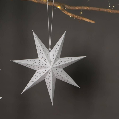 White Handmade Paper Star 60 Cm - White-Festive