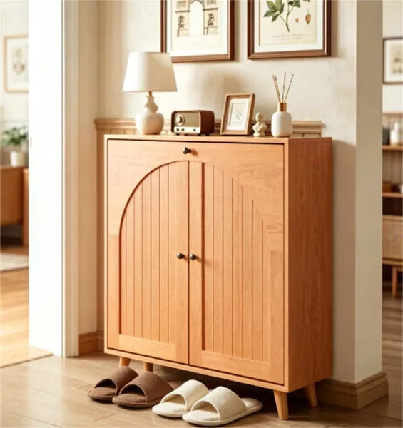 Narrow Shoe Cabinet With 2 Flip Drawers, Slim Freestanding Shoe Storage Cabinet With Adjustable Shelves - view 6