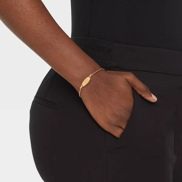 14k Gold Dipped "Mom" Oval Adjustable Bracelet - Gold - view 3