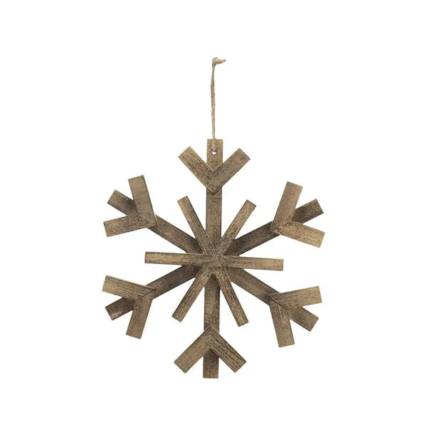 17.7inch X 17.7inch Large Fir Wood Snowflake Ornaments, Hanging Home Decor Accents For Christmas Tree, Wall Art - view 4