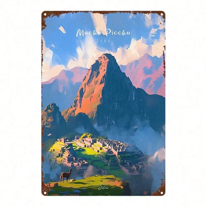 1pc Machu Picchu Metal Sign 8x12 Inch, Vintage Peruvian Landmark Wall Art - view 6
