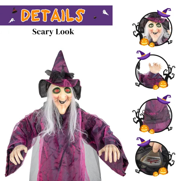 71in Life Size Hanging Witch Talking Halloween Everyday Decoration - view 4