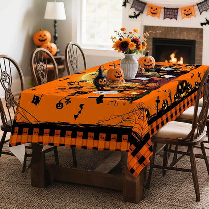 Hexagram Halloween Tablecloth Rectangle Pumpkin Tablecloths 60 x 84 inches Castle Ghost Table Cloth