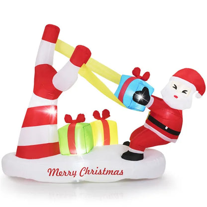 7ft Inflatable Santa Claus Decoration - 5 Built-in LED Lights 210T Polyester Quick Inflation Outdoor Xmas Decor - view 4