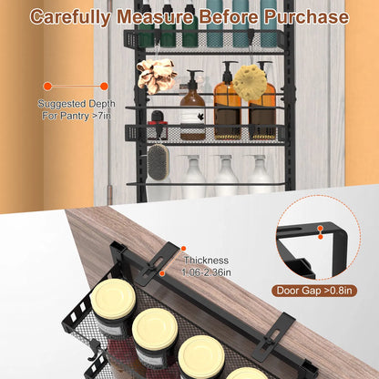 10LBS Loading 6-Tier Over The Door Pantry Organizer, Large Metal Door Spice Rack - view 8