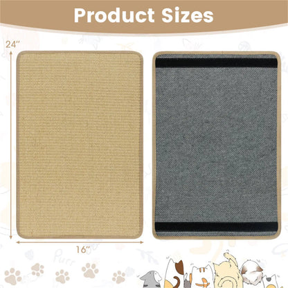 24 x 16 Inch Natural 6-Piece Cat Scratching Mats, Sisal Material Anti-Slip Latex Backing Furniture Protector - view 5