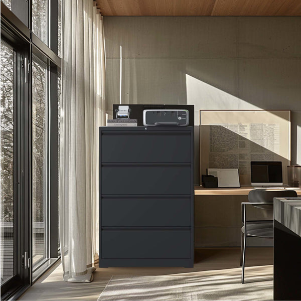 4 Drawer Lateral File Cabinet With Lock Tall Heavy-Duty Metal Filing Cabinet For Home Office - view 6