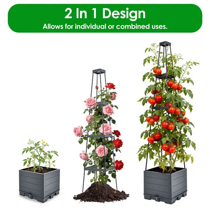 2Pack Raised Garden Bed Boxes With Trellis 56" Tomato Self-Watering Planter Box Indoor Outdoor With 4 Adjustable - view 4