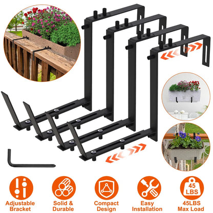Adjustable Heavy-Duty Iron Planter Bracket - 6.1-11.6' Extendable Tray & 2.36-6.9' Two-Level Adjustable Hook - view 6
